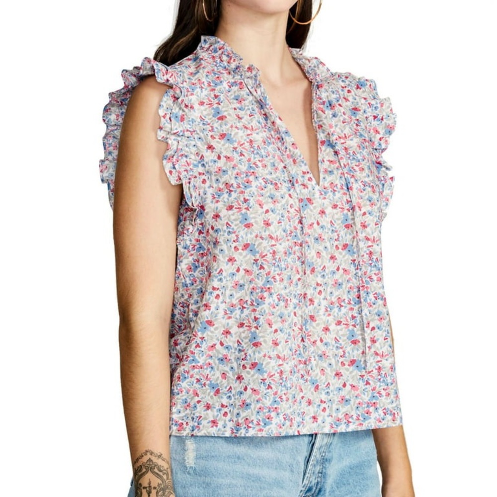 White Ditsy Floral Top